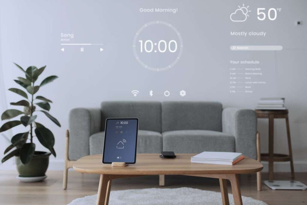 smart home with mobile and table